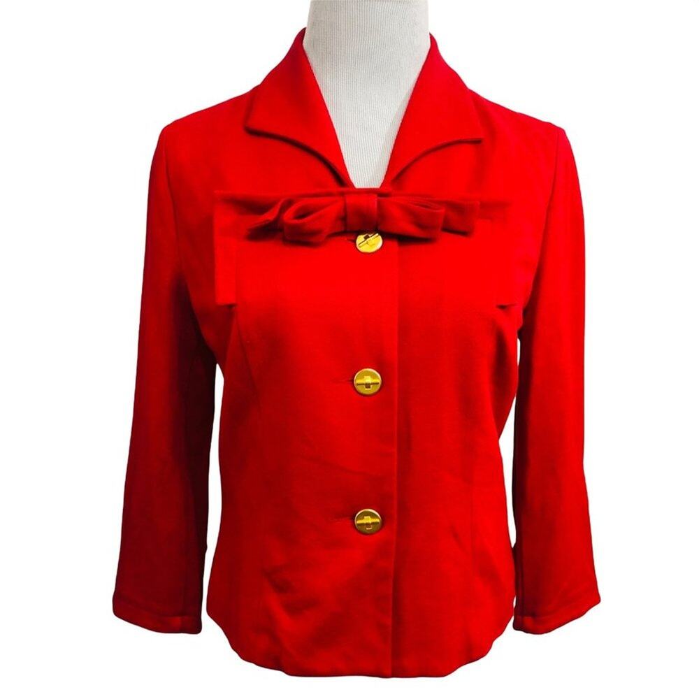 Cabi red bow with gold accents blazer coat jacket SIZE 6